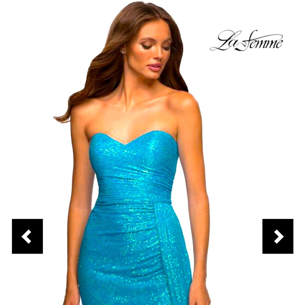 La Femme Strapless Blue Gown